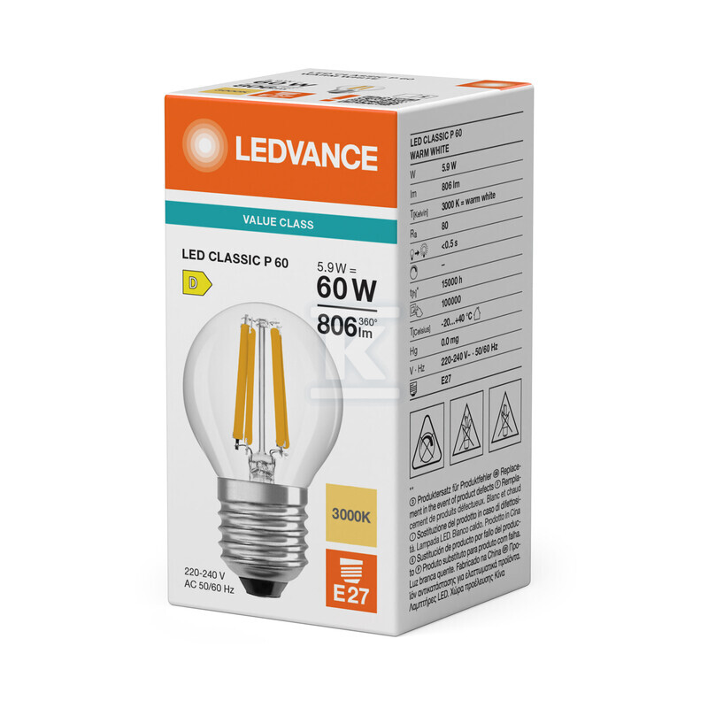 Світлодіодна лампа CLASSIC P V 5.9W 830 - 4099854482281