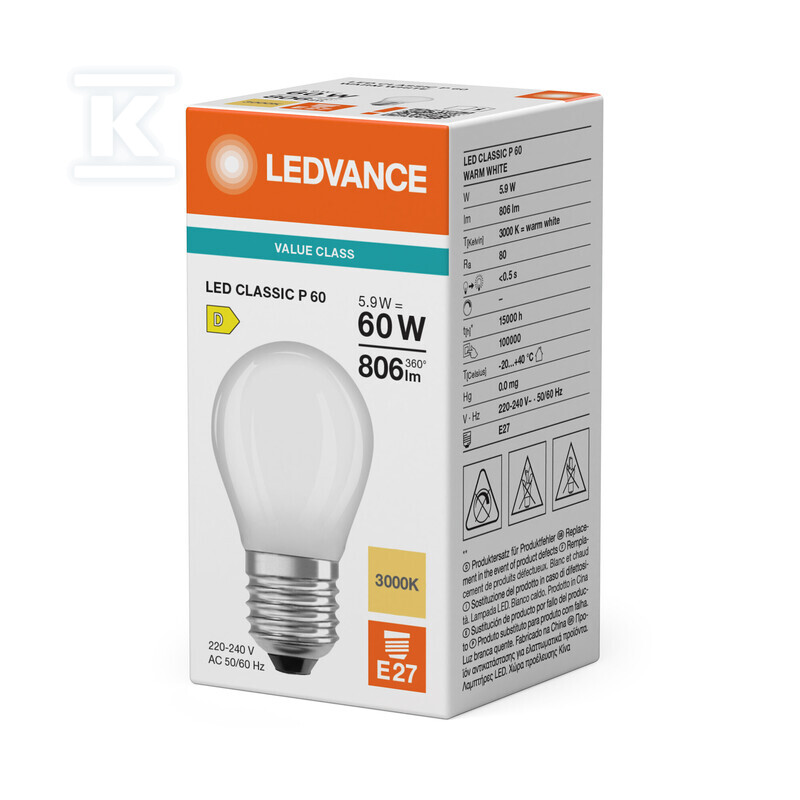 СВІТЛОДІОДНА ЛАМПА CLASSIC P V 5.9W 830 - 4099854482304