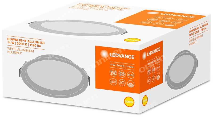Даунлайт DL ALU DN150 14W/3000K WT IP44 - 4058075091436