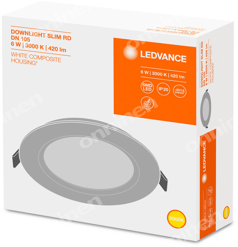 Даунлайт DL SLIM DN105 6W/3000K WT IP20 - 4058075078970