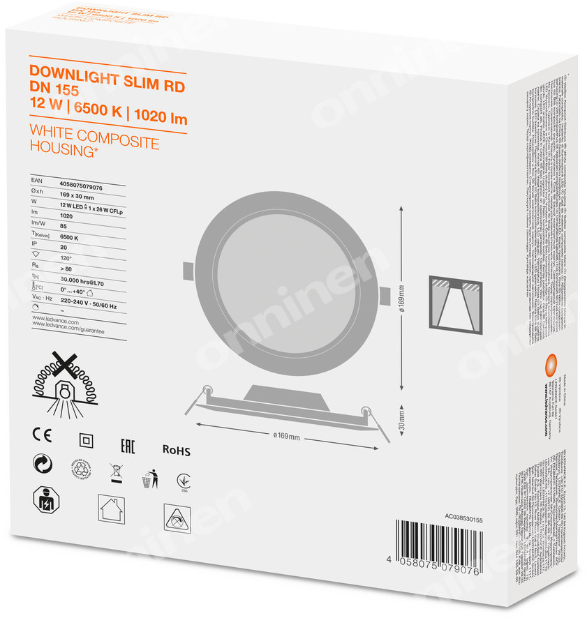 Oprawa LED Downlight Slim Dn155 - 4058075079076