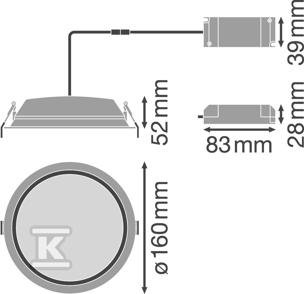 Downlight LED DL ALU DN150 14W 3000K - 4058075091436