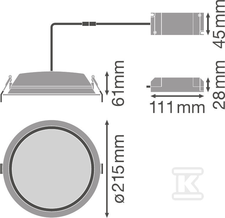 Downlight Aluminiowy Dn200 35W/6500K Wt - 4058075091597