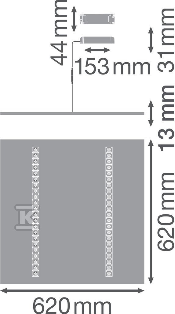 Panel LED IndiviLED 625 33W 840 DALI - 4058075503922