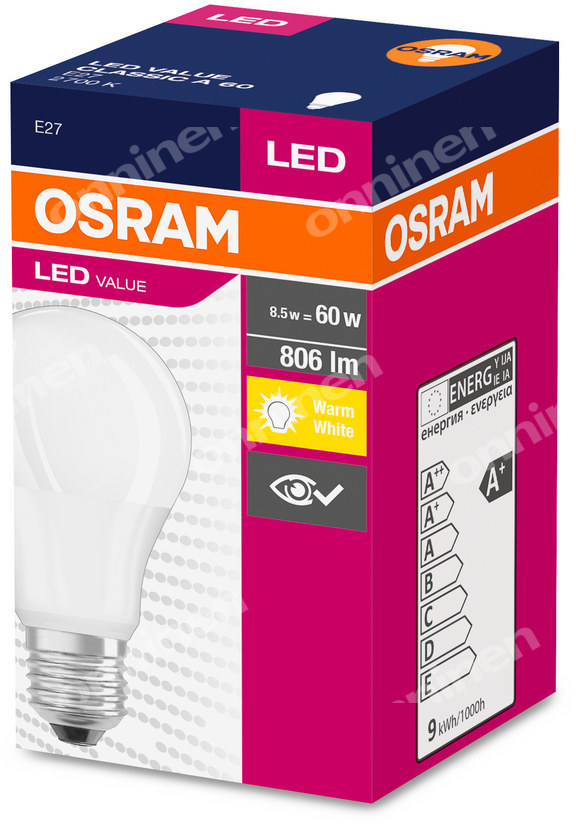 LED лампа VALUE CLA 60 8.5W=60W/827 - 4052899326842