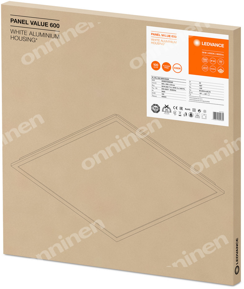 LED панель VALUE 600 36W/4000K 3600лм - 4058075392380