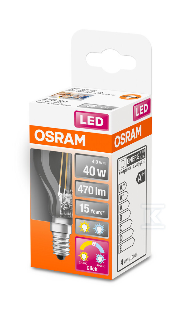 Lampa LED STAR+ CL P40 4W 827 E14-OSRAM - 4058075434745