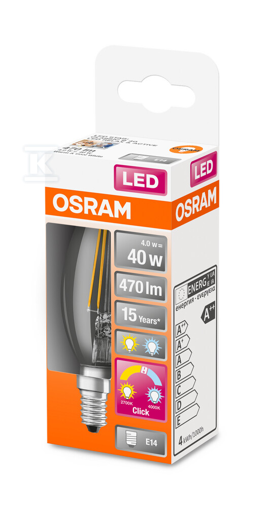Lampa LED STAR+ CL B40 4W 827 E14-OSRAM - 4058075434783