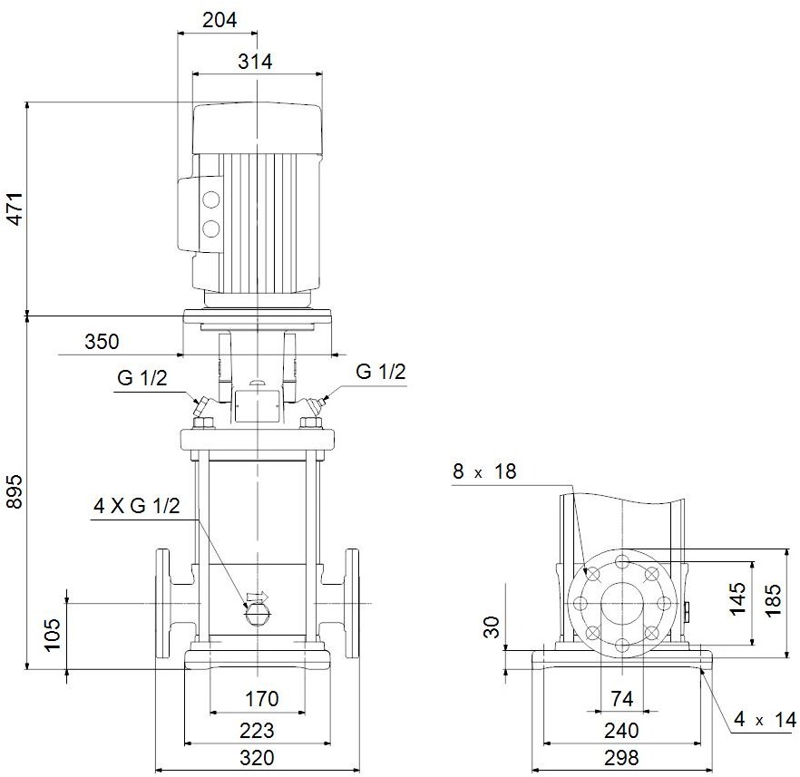 Vertical multistage centrifugal pump CR - 96122014