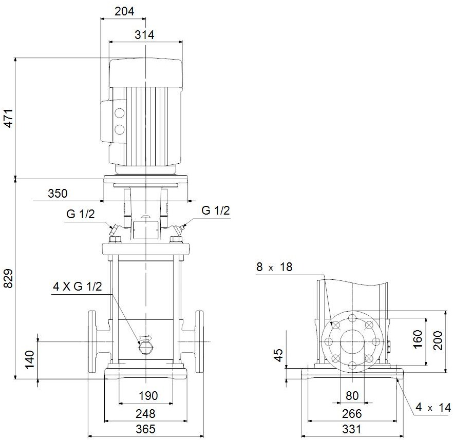 Vertical multistage centrifugal pump CR - 96122800