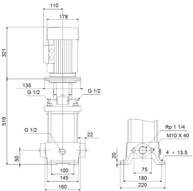 Vertical multistage centrifugal pump CR - 96482164