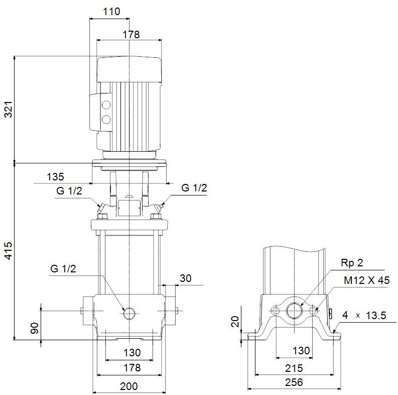 Vertical multistage centrifugal pump CR - 96500519