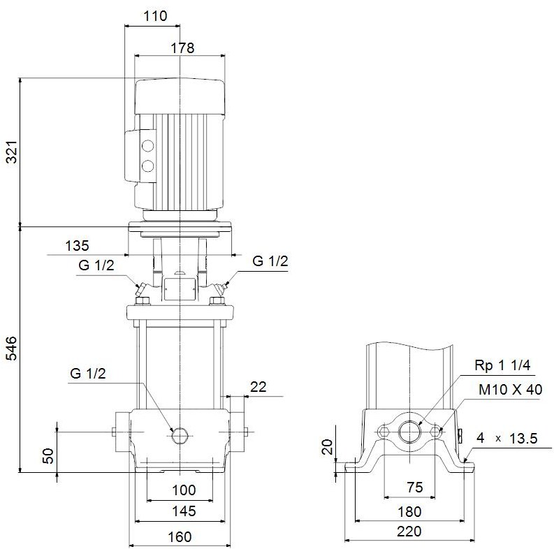 Vertical multistage centrifugal pump CR - 96513363