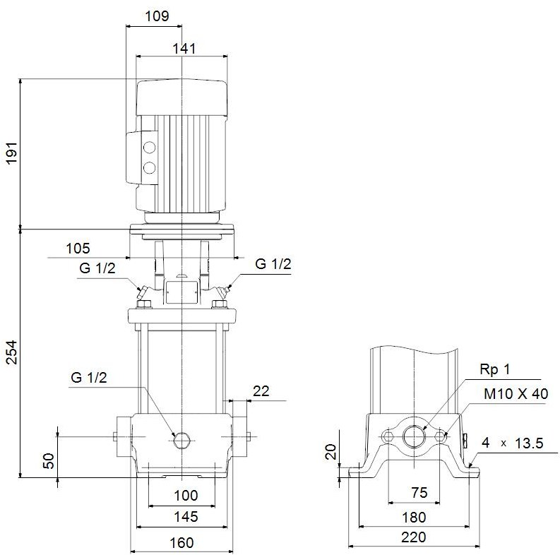 Vertical multistage centrifugal pump CR - 96516169