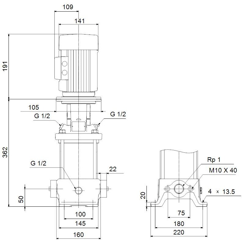 Vertical multistage centrifugal pump CR - 96516178