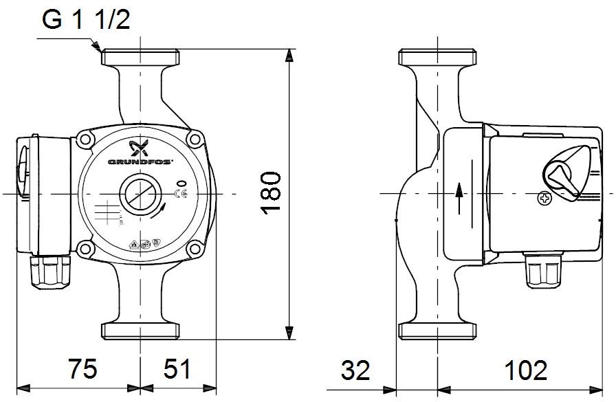 Circulation pump UPS25-40 N 180 1x230V - 96913060