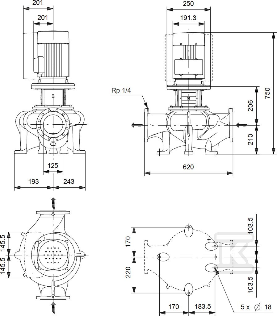 Pompa elektroniczna in-line z suchym - 99114806