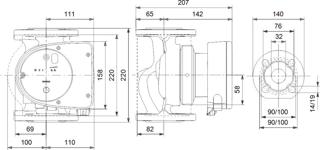 Pompă Magna1 32-100F 220 1x230V PN6/10 - 99221237