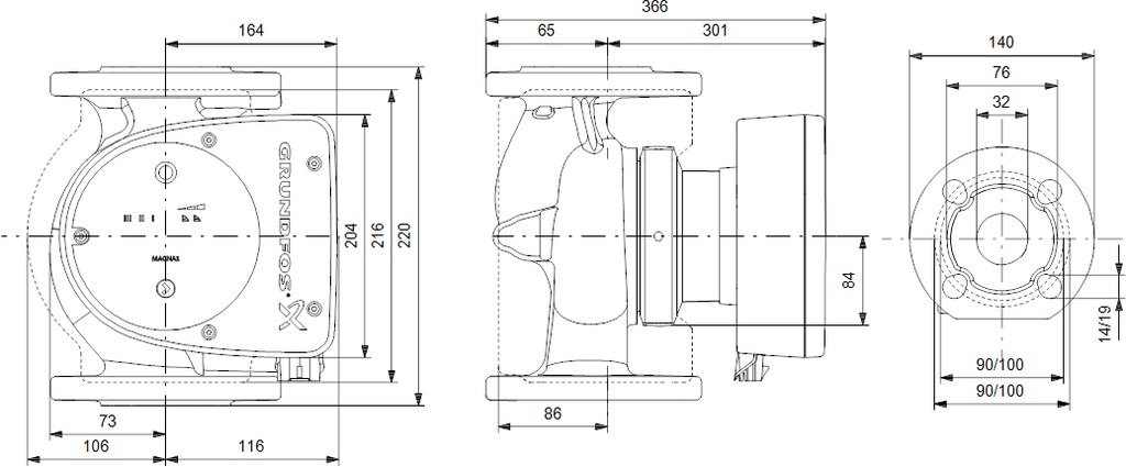 Pumpa Magna1 32-120F 220 1x230V PN6/10 - 99221285