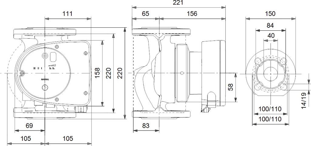 Pompă Magna1 40-40F 220 1x230V PN6/10 - 99221291