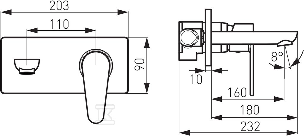 Bateria umywalkowa Algeo podtynkowa, - BAG3PA18