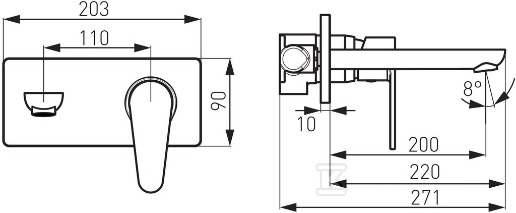 Bateria umywalkowa Algeo podtynkowa, - BAG3PA22