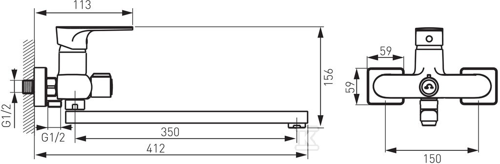 Bateria umywalkowo-wannowa Algeo Square - BAQ5A