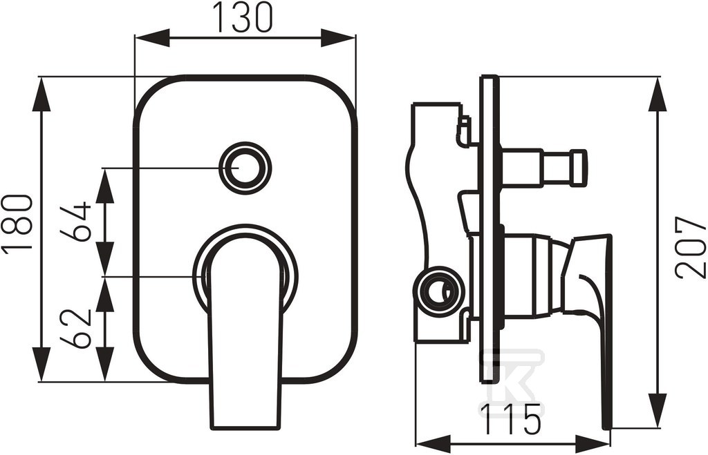 Bateria prysznicowa Algeo Square - BAQ7P