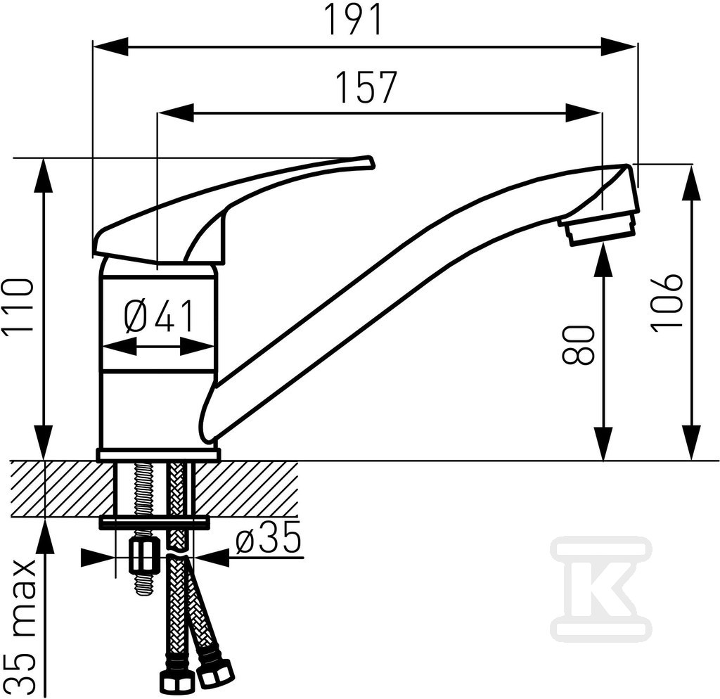 BASIC Washbasin mixer, standing swivel, - BBC2A