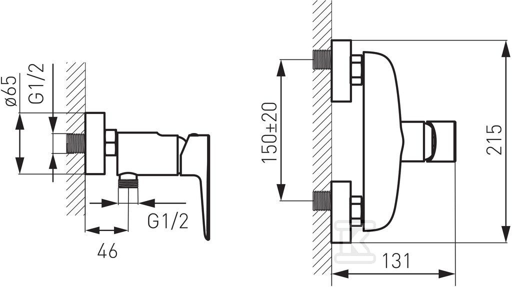 Bateria prysznicowa Adore, bez - BDR7