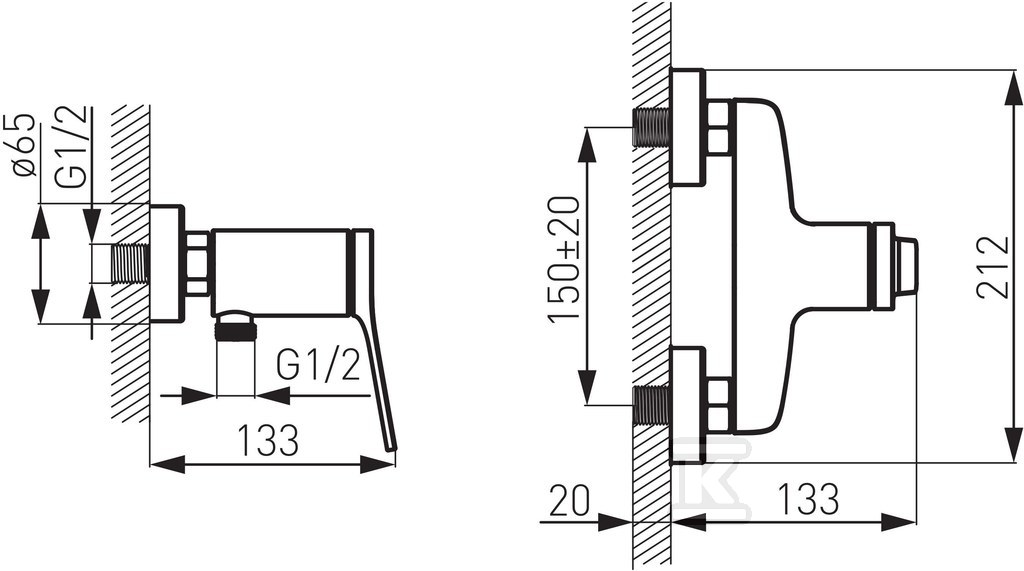 STRATOS shower mixer, without shower, - BSC7