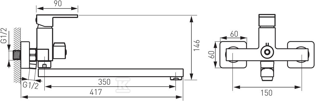 Bateria umywalkowo-wannowa Zicco - BZI55A