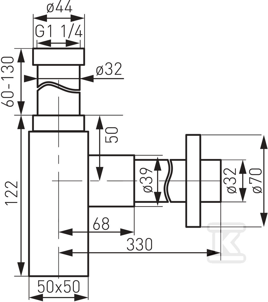 QUADRO brass siphon G5/4, brushed - S280NC