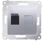 RJ45 single computer socket, category 6, with anti-dust cover, Simon54 matt silver