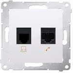 RJ45 computer socket, category 5e + telephone RJ12, white Simon54