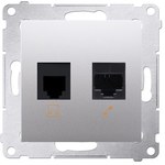 RJ45 computer socket, category 5e + telephone RJ12, silver matt Simon54