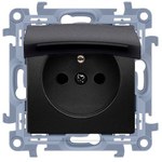 Socket IP44 WITHOUT GASKET with shutters, flap in the color of the cover (module) 16A, 250V~, quick connectors, black matte! Required frame gasket, SIMON10