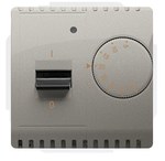 Temperature controller with internal sensor, 16A, 230V~. Mounting the socket for screws to the box, satin, BASIC MODUŁ