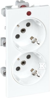 CIMA schuko double socket 2x230V~ 16A, - S1/9