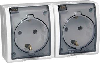 Double socket outlet with earthing - AQGSZ1-2/11A