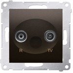 R-TV AC, separated final antenna socket (module), matte brown (metal)