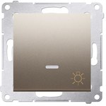 Buton de lumină cu iluminare din spate LED (modul) 16AX, 250V~, borne cu șurub, auriu mat, SIMON54