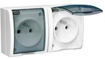 Socket with grounding 2-fold n / t IP54 with shutters AQGZ1-2Z/11a Aquarius white, smoke flap