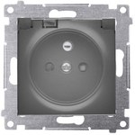 Priză cu împământare pentru versiunea IP44 CU GARNITURĂ (modul) 16A, 250V~, borne cu șurub, clapă transparentă, mat negru *Garnitură pentru rame S54 PREMIUM Simon54