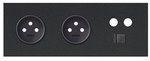 3-fold panel: 2 sockets + 1 TV + 1 RJ45, black matt, SIMON100