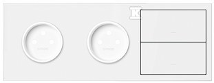 3-fold panel: 2 sockets + 2 keys, white - 10020322-230