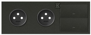 3-fold panel: 2 sockets + 2 keys, black - 10020322-238