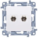 Double F-type antenna socket (module), white Simon10