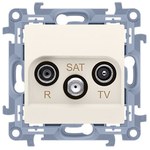 Průchozí anténní zásuvka R-TV-SAT (modul) SAT útlum -8 dB, TV-10 dB, R-12 dB, béžová Simon10