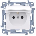 Plug socket for IP44 version with a gasket - a flap in the same color as the cover (module) 16 A, 250 V ~, screw terminals, white Simon10